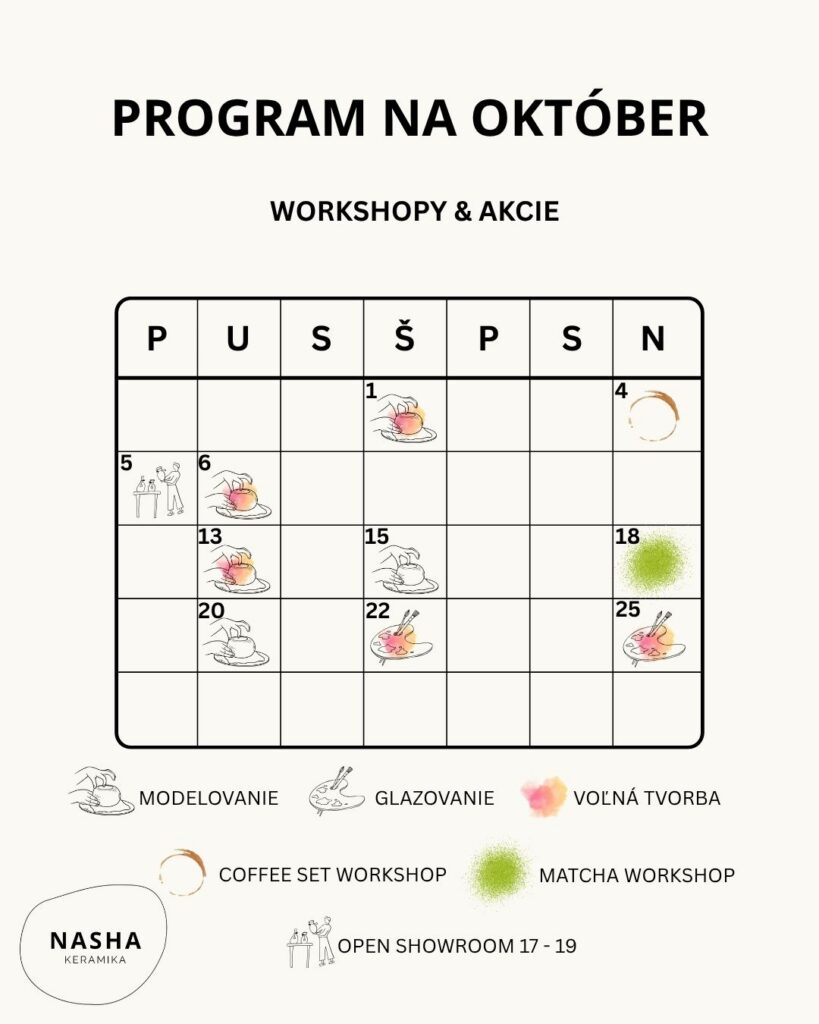 keramické workshopy a program NASHA KERAMIKA oktober 2026