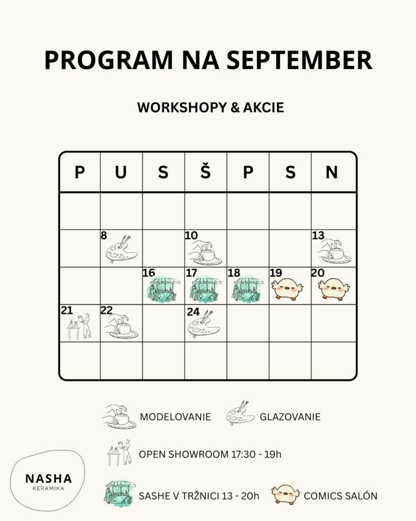 keramické workshopy NASHA KERAMIKA september 2026